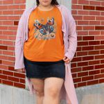 Camiseta Feminina Borboleta Florida 100% Algodão - Laranja