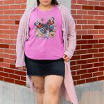 Camiseta Feminina Borboleta Florida 100% Algodão - Rosa