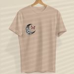Camiseta Feminina Lua Crescente Borboleta 100% Algodão - Cáqui