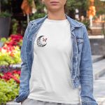 Camiseta Feminina Lua Crescente Borboleta 100% Algodão - Branco