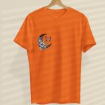 Camiseta Feminina Lua Crescente Borboleta 100% Algodão - Laranja