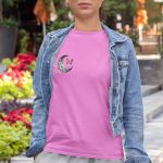 Camiseta Feminina Lua Crescente Borboleta 100% Algodão - Rosa
