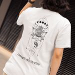 Camiseta Feminina Yin Yang Flor De Lótus Frente E Costas 100% Algodão - Branco