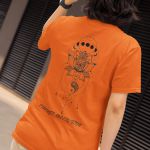 Camiseta Feminina Yin Yang Flor De Lótus Frente E Costas 100% Algodão - Laranja
