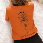 Camiseta Feminina Yin Yang Flor De Lótus Frente E Costas 100% Algodão - Laranja