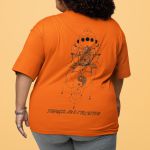 Camiseta Feminina Yin Yang Flor De Lótus Frente E Costas 100% Algodão - Laranja