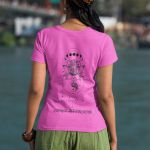 Camiseta Feminina Yin Yang Flor De Lótus Frente E Costas 100% Algodão - Rosa