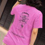Camiseta Feminina Yin Yang Flor De Lótus Frente E Costas 100% Algodão - Rosa