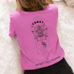 Camiseta Feminina Yin Yang Flor De Lótus Frente E Costas 100% Algodão - Rosa