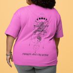 Camiseta Feminina Yin Yang Flor De Lótus Frente E Costas 100% Algodão - Rosa