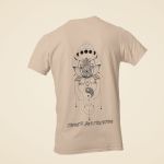 Camiseta Feminina Yin Yang Flor De Lótus Frente E Costas 100% Algodão - Caqui