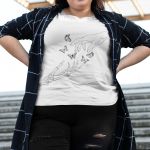 Camiseta Básica Feminina Borboleta Esqueleto Camisa 100% Algodão - Branco