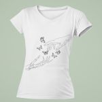 Camiseta Básica Feminina Borboleta Esqueleto Camisa 100% Algodão - Branco