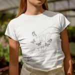 Camiseta Básica Feminina Borboleta Esqueleto Camisa 100% Algodão - Branco