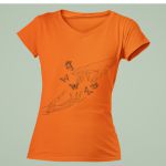 Camiseta Básica Feminina Borboleta Esqueleto Camisa 100% Algodão - Laranja