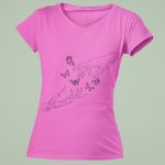 Camiseta Básica Feminina Borboleta Esqueleto Camisa 100% Algodão - Rosa