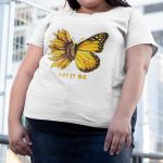 Camiseta Básica Feminina Let It Be Girassol Camisa 100% Algodão Premium - Branco