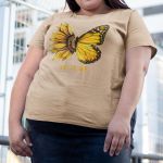 Camiseta Básica Feminina Let It Be Girassol Camisa 100% Algodão Premium - Caqui