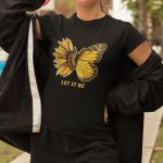 Camiseta Básica Feminina Let It Be Girassol Camisa 100% Algodão Premium - Preto
