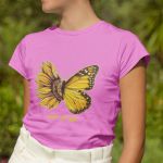 Camiseta Básica Feminina Let It Be Girassol Camisa 100% Algodão Premium - Rosa