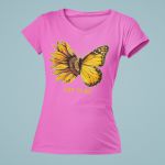 Camiseta Básica Feminina Let It Be Girassol Camisa 100% Algodão Premium - Rosa