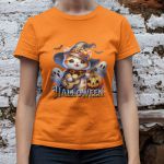 Camiseta Básica Feminina Gatinho Fofo Halloween Violão 100% Algodão Premium - Laranja
