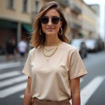 Camiseta T-shirt Feminina Lisa Baby Look Camisa Básica Blusa Moda - Caqui