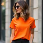 Camiseta T-shirt Feminina Lisa Baby Look Camisa Básica Blusa Moda - Laranja