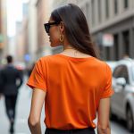 Camiseta T-shirt Feminina Lisa Baby Look Camisa Básica Blusa Moda - Laranja