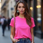 Camiseta T-shirt Feminina Lisa Baby Look Camisa Básica Blusa Moda - Rosa