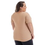 Camiseta Feminina Plus Size T-shirt Camisa Básica Blusa de Algodão - Caqui