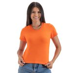 Camiseta T-shirt Feminina Baby Look Camisa Básica Blusa Moda - Laranja