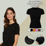 Camiseta T-shirt Feminina Lisa Baby Look Camisa Básica Blusa Moda - Preto
