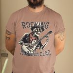 Camiseta Básica Masculina 100% algodão Rocking Till i'am Dead - Caqui