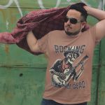 Camiseta Básica Masculina 100% algodão Rocking Till i'am Dead - Caqui