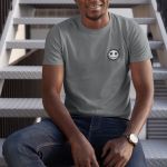 Camiseta Masculina 100% Algodão Smiley Face - Chumbo