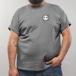 Camiseta Masculina 100% Algodão Smiley Face - Chumbo