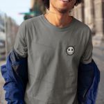 Camiseta Masculina 100% Algodão Smiley Face - Chumbo