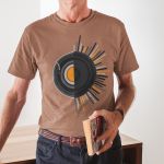 Camiseta Masculina Retro Vinil 100% Algodão - Caqui