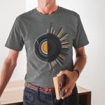 Camiseta Masculina Retro Vinil 100% Algodão - Chumbo