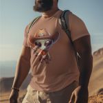 Camiseta Básica Masculina Alien Cowboy Faroeste 100% Algodão Premium - Caqui