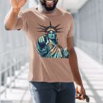 Camiseta Básica Masculina Estátua Da Liberdade New York 100% Algodão Premium - Caqui
