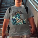 Camiseta Básica Masculina Estátua Da Liberdade New York 100% Algodão Premium - Chumbo