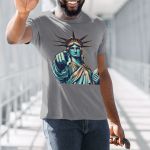 Camiseta Básica Masculina Estátua Da Liberdade New York 100% Algodão Premium - Chumbo
