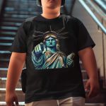 Camiseta Básica Masculina Estátua Da Liberdade New York 100% Algodão Premium - Preto