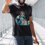 Camiseta Básica Masculina Estátua Da Liberdade New York 100% Algodão Premium - Preto