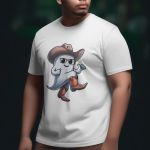 Camiseta Básica Masculina Fantasma Cowboy 100% Algodão Premium - Branco