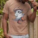 Camiseta Básica Masculina Fantasma Cowboy 100% Algodão Premium - Caqui