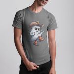 Camiseta Básica Masculina Fantasma Cowboy 100% Algodão Premium - Chumbo