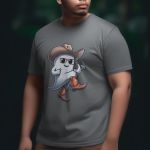 Camiseta Básica Masculina Fantasma Cowboy 100% Algodão Premium - Chumbo